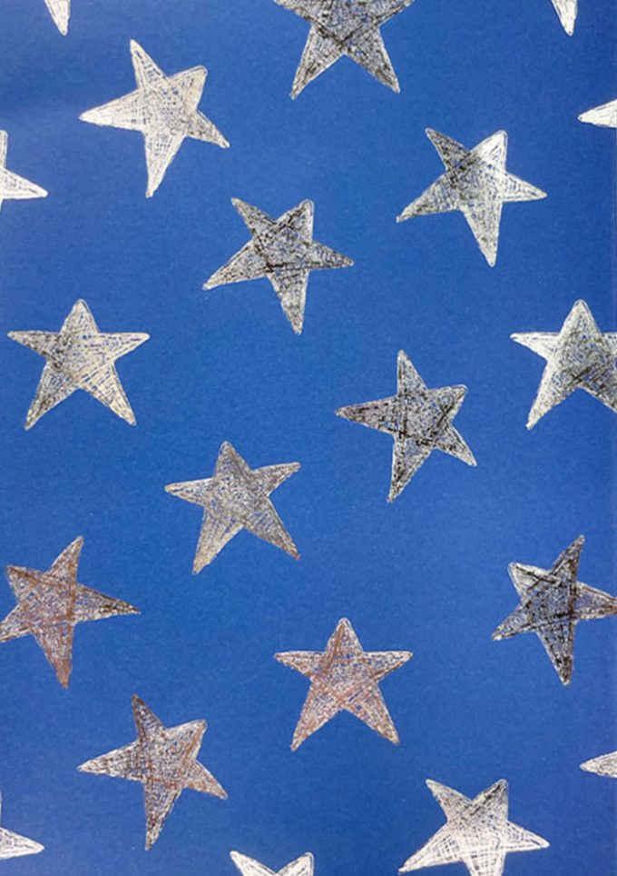 WIU031 Foiled Silver Stars on Navy