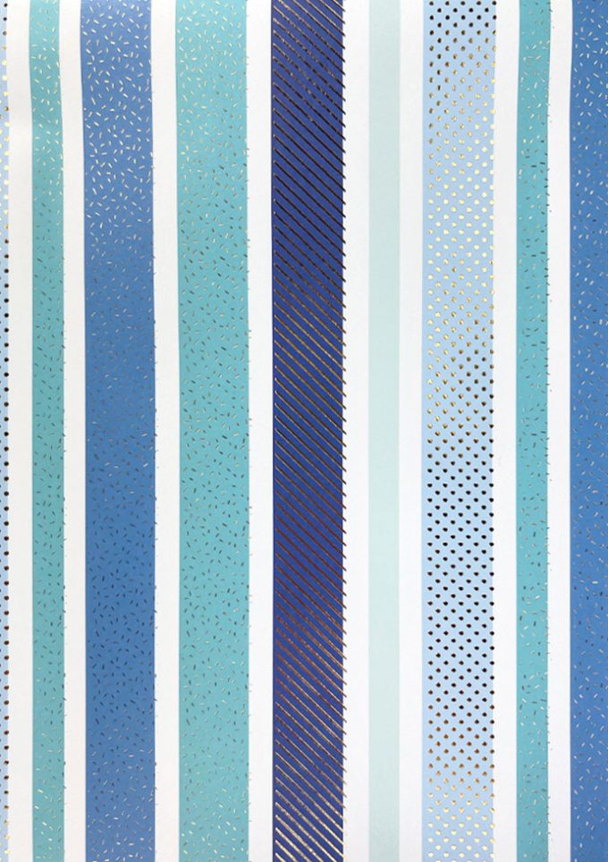 WIU034 Foiled Blue Patterned Stripes