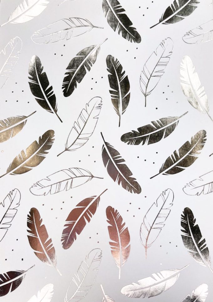 WIU037 Foiled Silver Feathers