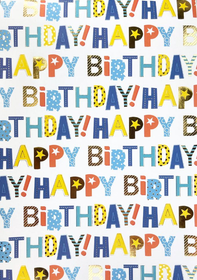 WIU040 Foiled Happy Birthday Colourful Type