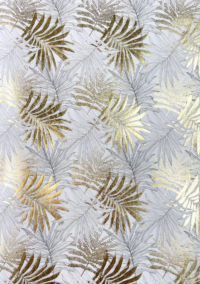WIU054 Foiled Gold & Grey Palm Pattern