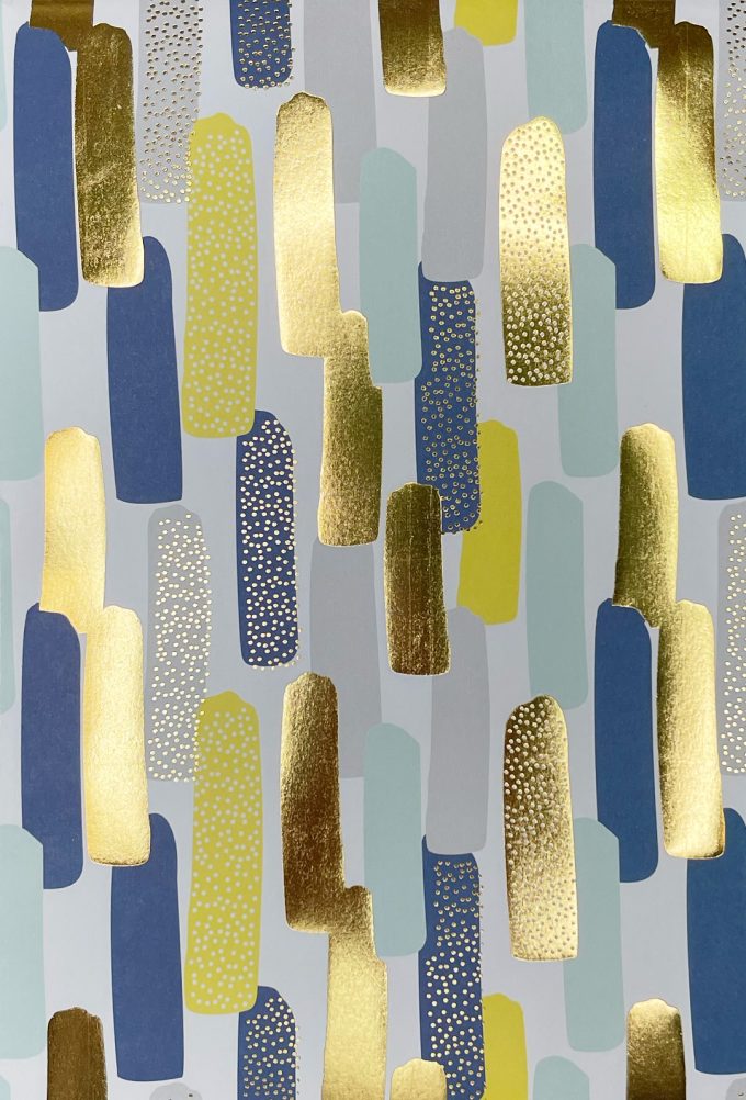 WIU062 Foiled Shades of Blue and Gold Paint swipes