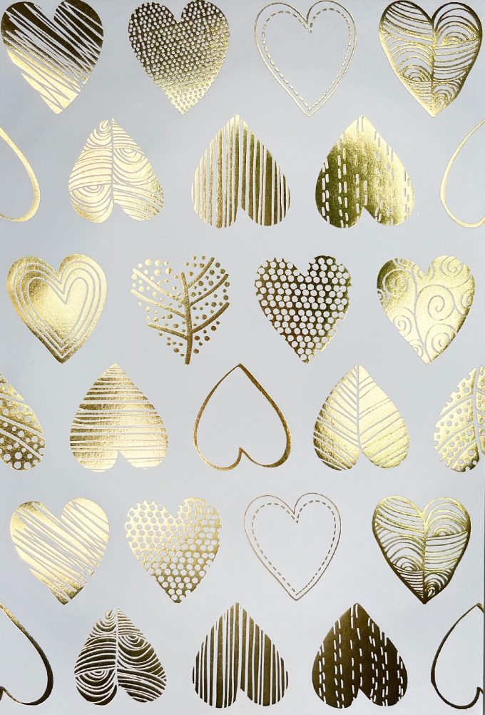 WIU064 Foiled Gold Hearts on Silver Blue