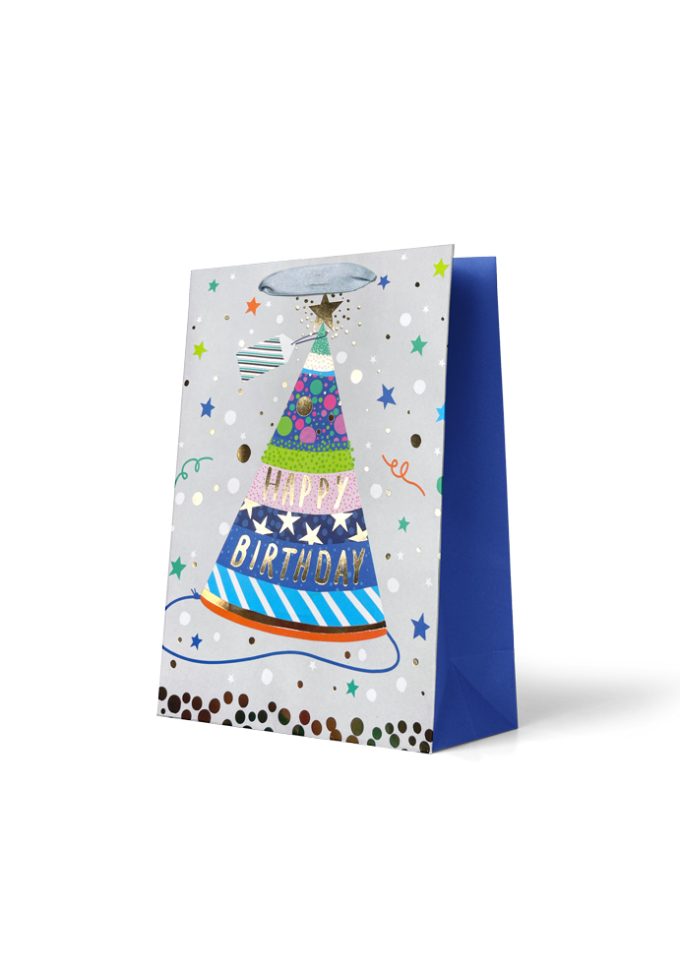 B1019M (koala) Gift Bag Medium: "Happy Birthday" Patterne