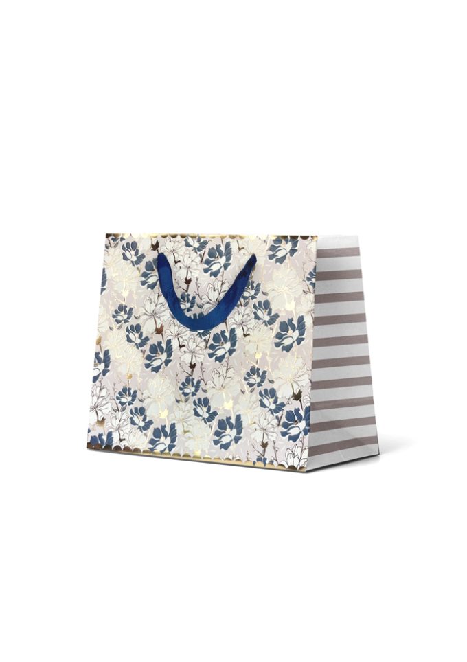 B329MP Premium Gift Bag Medium Embossed & Foiled Blue & G