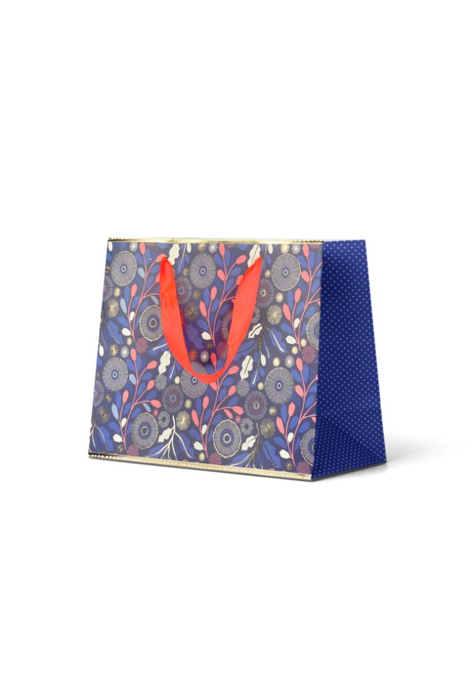 B335MP Premium Gift Bag Medium Embossed & Foiled Blue Flo