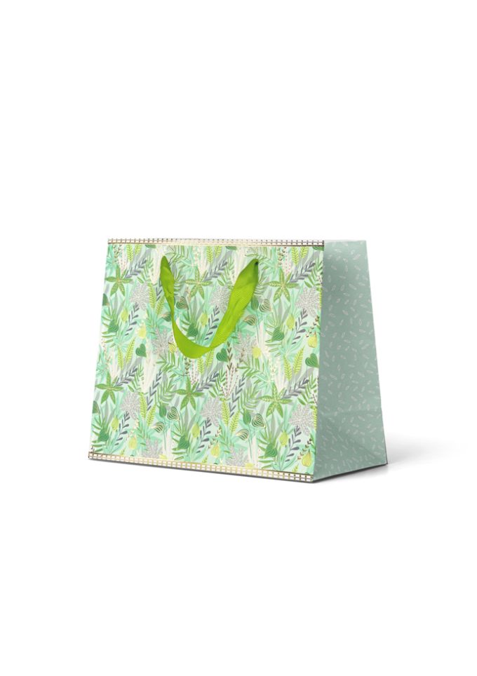 B337MP Premium Gift Bag Medium Embossed & Foiled Green Le