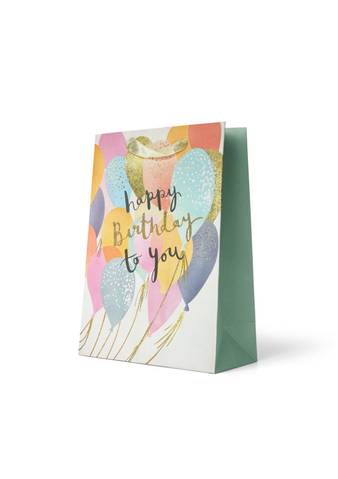 B346M Gift Bag Medium Happy Birthday to you Balloons wit