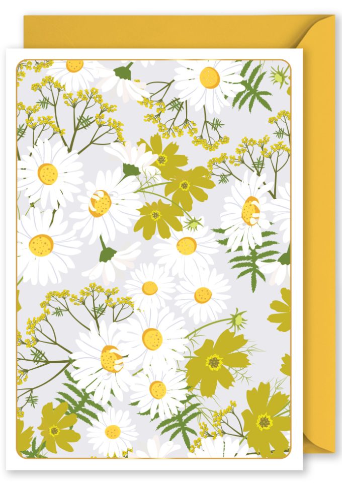 OP1206 Foiled Blank Vertical Card Daisies