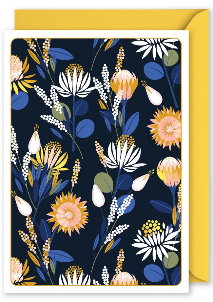 OP1215 Foiled Card indigo navy Banksia