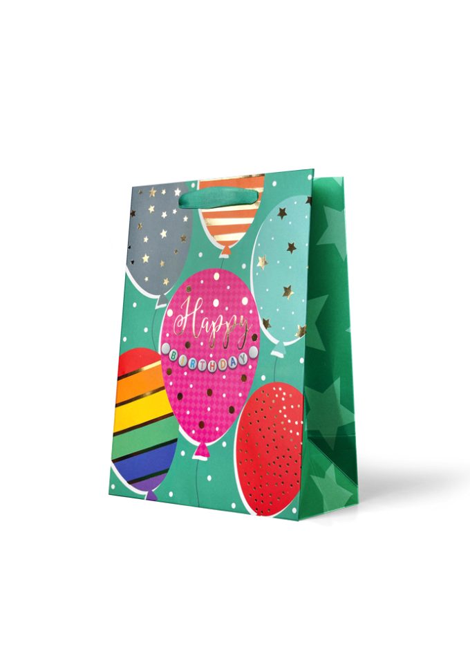 B999M Gift Bag Medium Happy Birthday Large Patterned Bal
