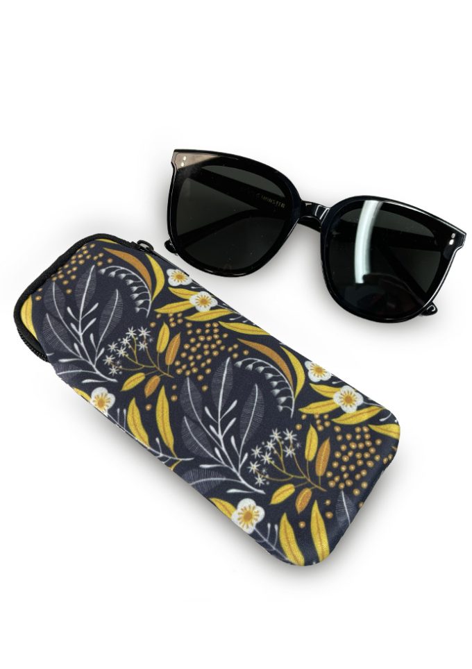SGC-062 Neoprene Sunglasses Case - Charcoal Botanical Patt