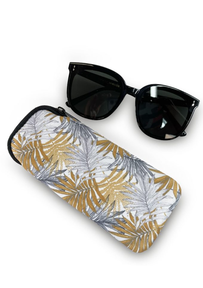 SGC-068 Neoprene Sunglasses Case - Gold & Grey Palm Pa