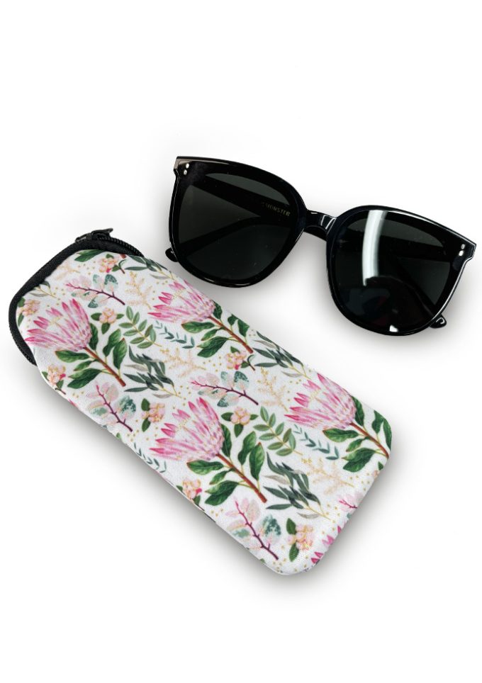SGC-069 Neoprene Sunglasses Case - Pink Protea Pattern