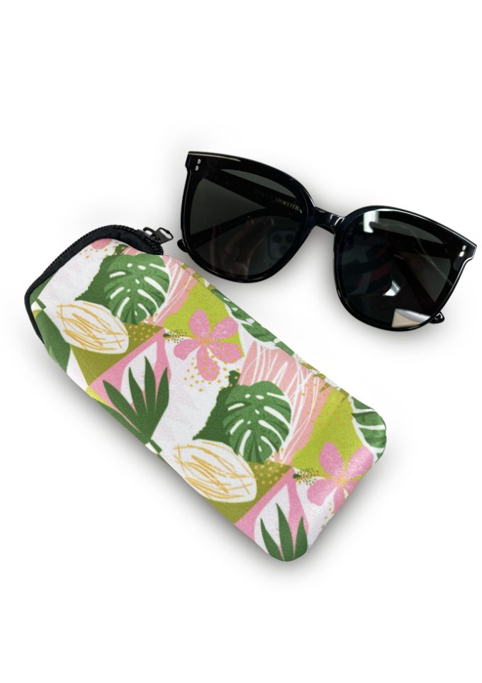 SGC-070 Neoprene Sunglasses Case - Pink & Green Palm P