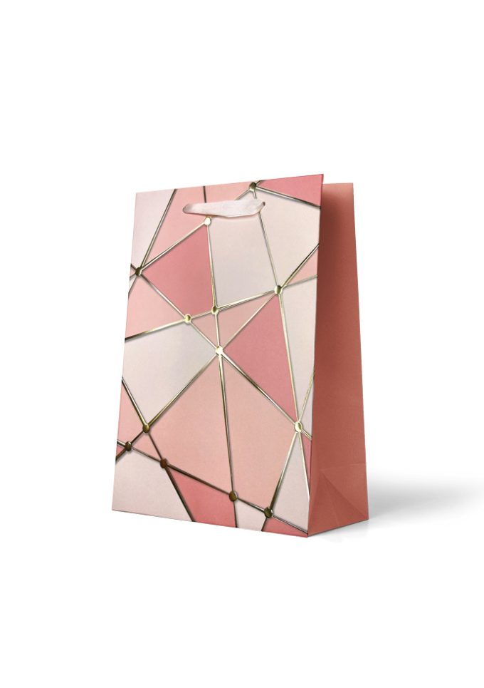 B994M Gift Bag Medium Silver Geometric Pattern on Shades