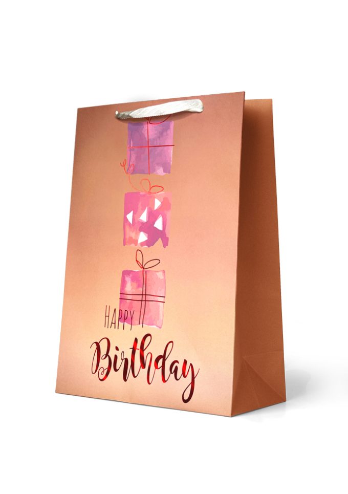 B1035LP Premium Gift Bag Large Happy Birthday Patterned Pi