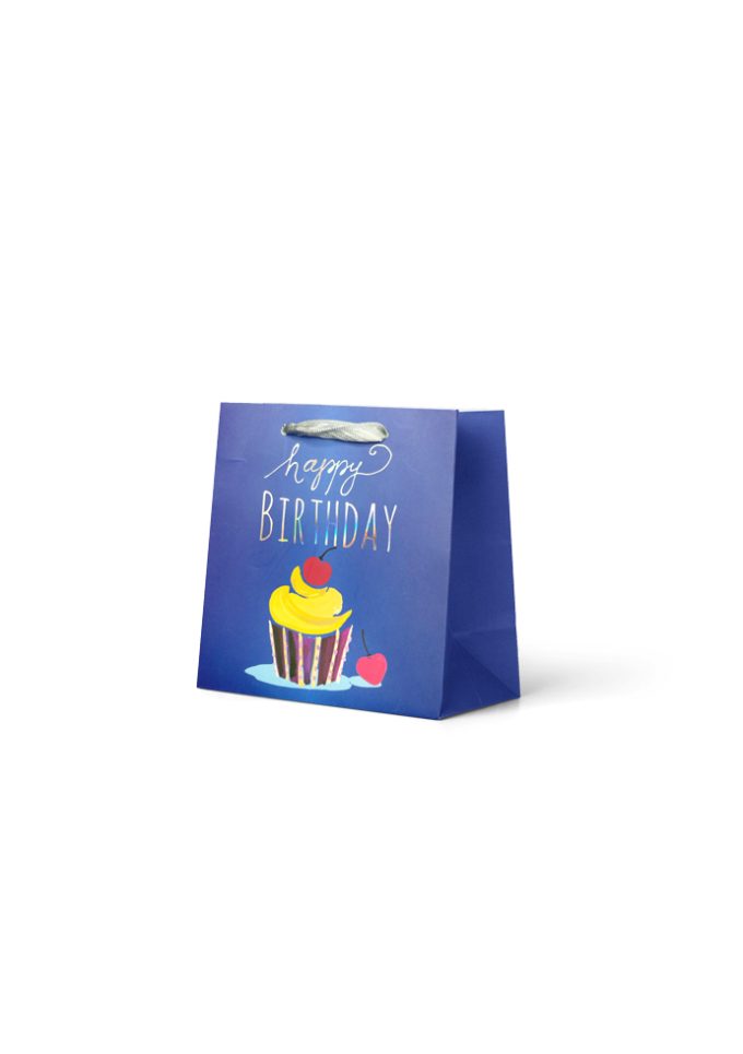 B1036SP Premium Gift Bag Small  Happy Birthday Painted Cup