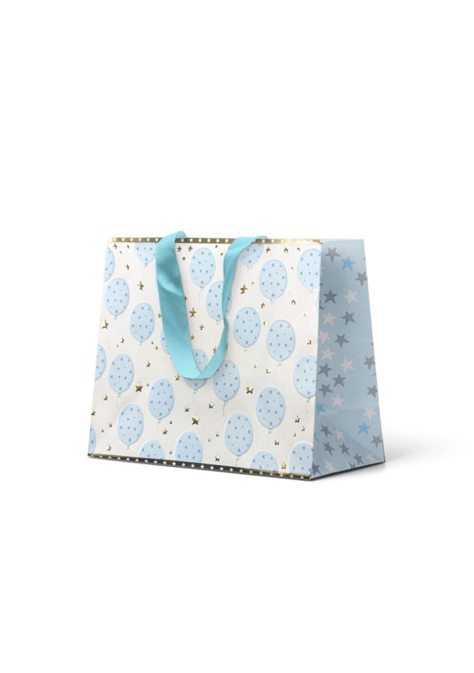B284M Premium Gift Bag Medium Embossed & Foiled Blue Bal
