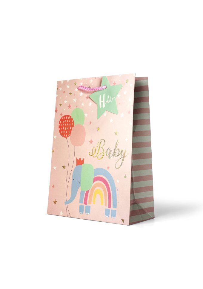 B567M Premium Gift Bag Medium Hello Baby Elephant on Pin