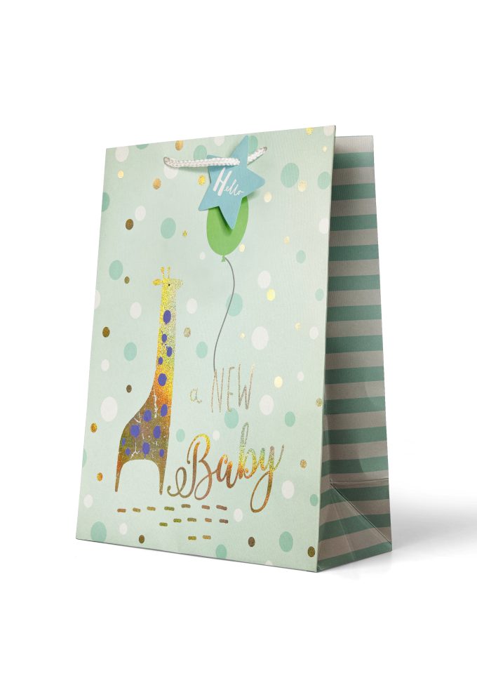 B568L Premium Gift Bag Large Hello Baby a NEW Baby Giraf
