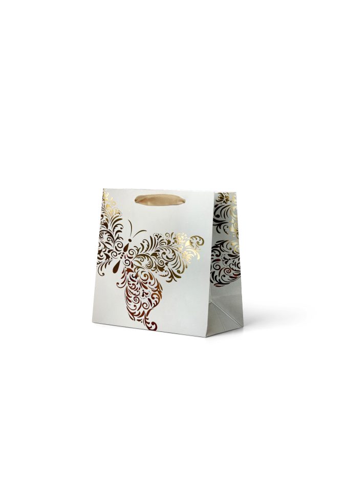 B583SP Premium Gift Bag Small Foiled Gold Butterfly