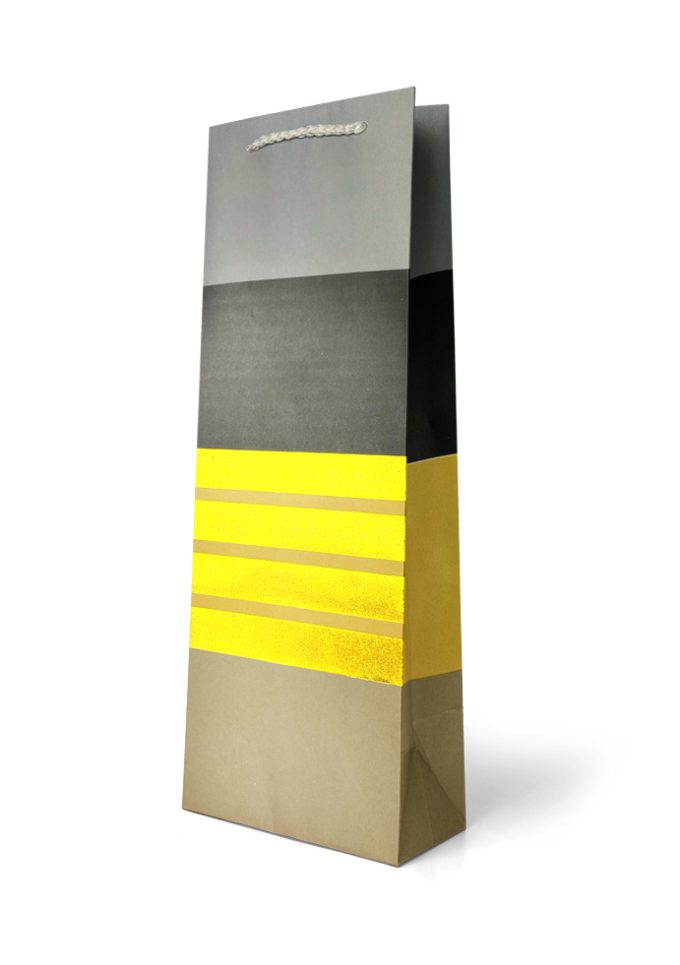 B673BX Premium Gift Bag Bottle Yellow, Black and Grey Str
