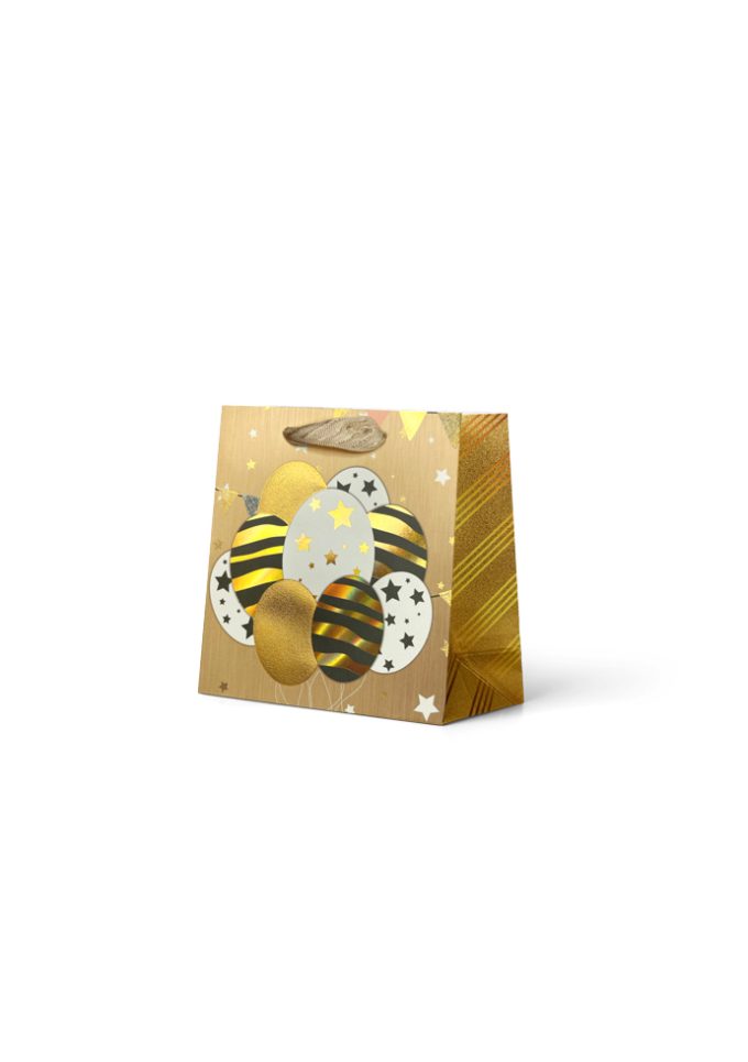 B1032SP Premium Gift Bag Small Patterned Balloons on Gold