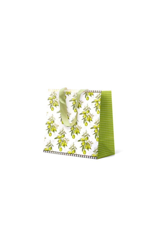 B277S Premium Gift Bag Small Embossed & Foiled Olive Lea