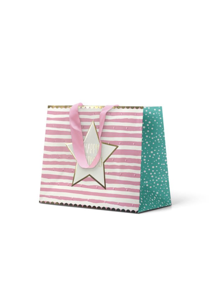 B296M Premium Gift Bag Medium: Embossed & Foiled Star on