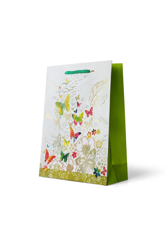 B442M Gift Bag Medium: Foiled Butterflies