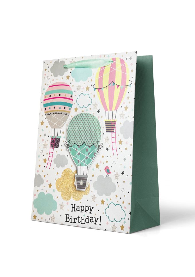 B540L Premium Gift Bag Large: "Happy Birthday!" Glitter