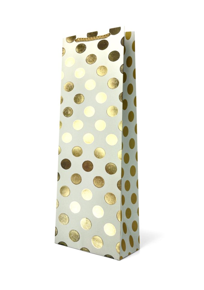 B670BX Premium Gift Bag Bottle Foiled Gold Spots on White