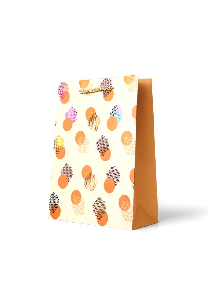 B744M Premium Gift Bag Medium Foiled Patches and Orange