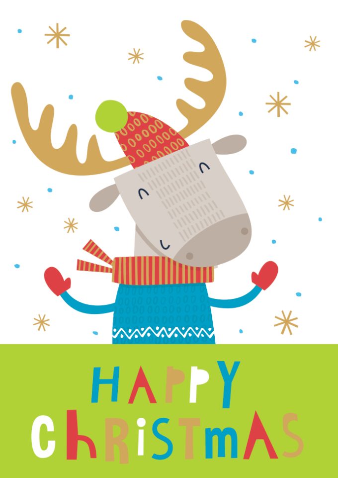 8289 Foiled: "Happy Christmas" Reindeer