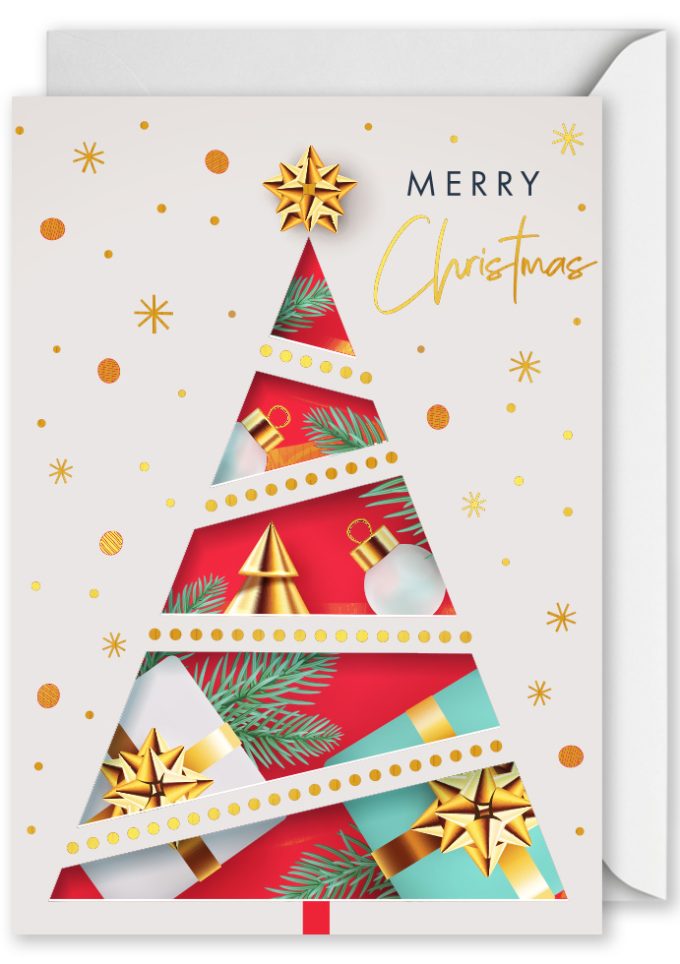 8551 Foiled: "Merry Christmas" Cut out Christmas Tree D