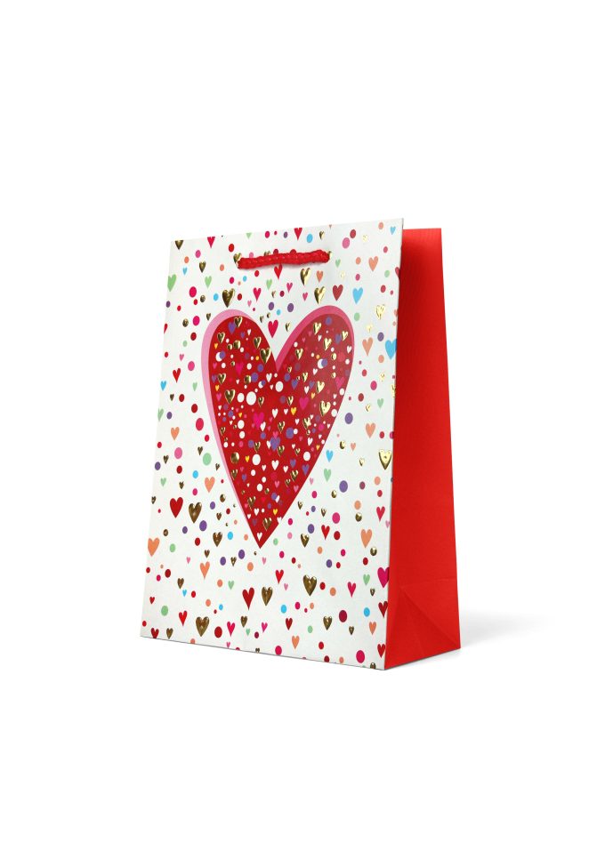 B552MP Gift Bag Medium Embossed & Foiled Coloured Hearts
