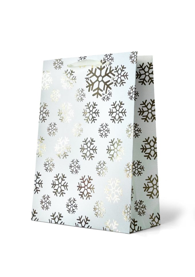 B620LX Gift Bag Large Foiled Gold Snowflakes