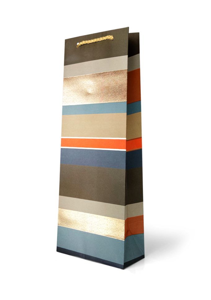 B674BX Premium Gift Bag Bottle Stripe Pattern