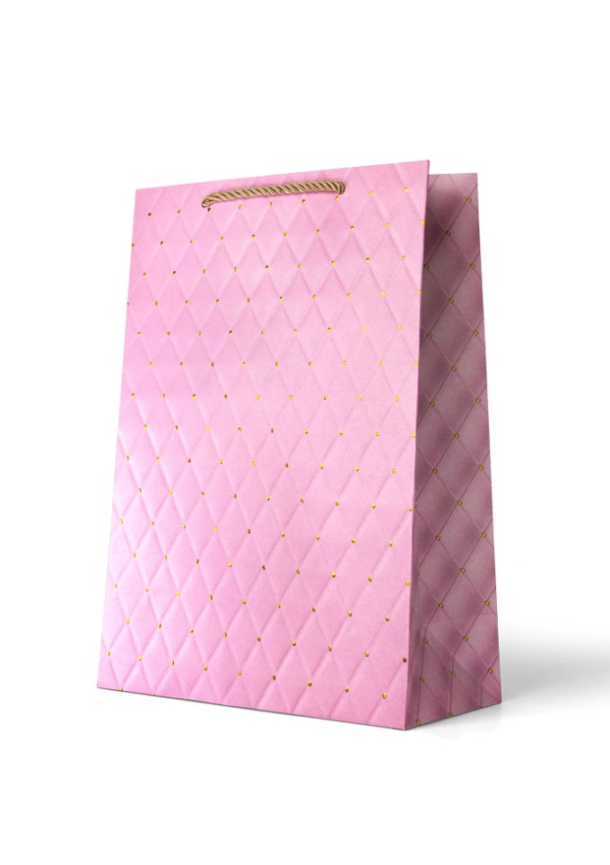 B857LP Premium Gift Bag Large Foiled Gold Dots Diamond on