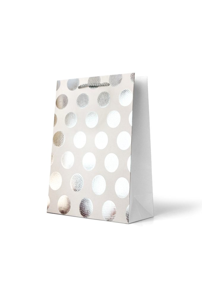 B865MP Premium Gift Bag Medium Foiled Silver Patterned Sp