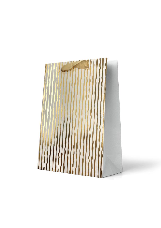 B884MP Premium Gift Bag Medium Foiled Gold Line Pattern o