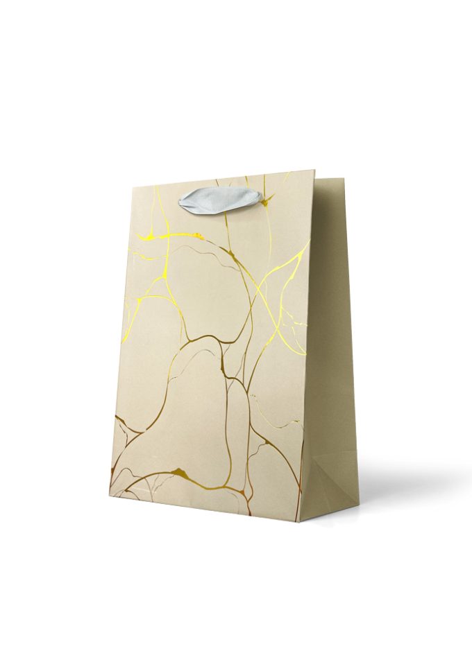 B887MP Premium Gift Bag Medium Foiled Gold Line Pattern o